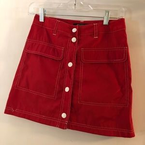 Red Button down skirt